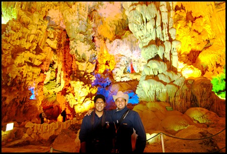 Caves on an island in Halong Bay